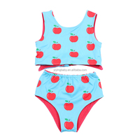 Trajes de Baño Reversibles para Niñas Yiying, Estampado Personalizado, Doble Cara, Dos Piezas, Conjunto de Bikini para Niñas