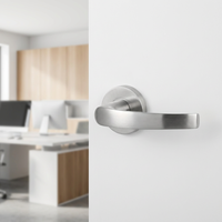 Poignée de porte moderne en acier inoxydable brossé SUS304, courbée, avec roseau rond, pour porte intérieure en bois