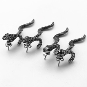 yunnique Titanium Steel Snake <b>Stud</b> <b>Earrings</b> With Diamond Eyes Animal Zodiac Design For Men And Women - Product Image 2