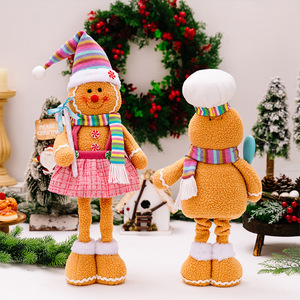 Décoration de Noël écologique en non-tissé, bonhomme en pain d'épices rétractable en peluche polaire, poupée mignonne personnalisable en couleur - Product Image 2