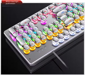 New Punk Exchangeable Shaft RGB Backlit Ergonomic Wired Keyboard Cyan Black Tea Axis 104 <b>Keys</b> Gaming Real Mechanical Keyboard - Product Image 3