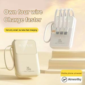 Chargeurs portables pour téléphone portable, logo personnalisé, charge rapide, 10000 mAh, 20000 mAh, avec 4 câbles - Product Image 3