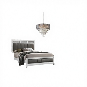 Wholesale Luxury Upholstered Bed | White Wooden <b>Frame</b> with <b>Grey</b> Tufted Headboard Indian Supplier - Product Image 2