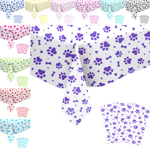 Pet Paw Print <b>Tablecloth</b> Disposable <b>Plastic</b> cat Paw Table Mat for Pet Dog-themed Birthday Party Decoration - Product Image 1