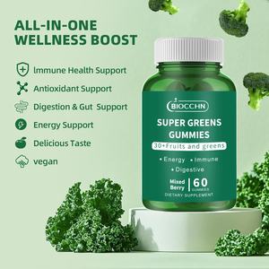 OEM Super Greens Gummibärchen Multivitamin Superfood Super-Greens-Gummis mit Spirulina Präbiotika & Ballaststoffen für die Verdauungsgesundheit - Product Image 2