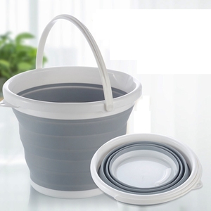 10L Portable Collapsible Washing Water Bucket Round Plastic Bucket Silicone Folding Bucket With Carry Handle for Kitchen