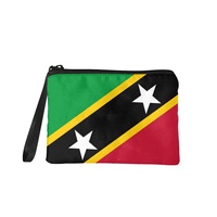 Dompet Mini Resleting Poliester Cetak Bendera Nasional Saint Kitts dan Nevis dengan Warna Campuran
