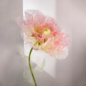 מכירה חמה חתונה עיצוב בית ענק פרחים מלאכותיים פתיחה אוטומטית חשמלית סגירת פרחי משי שלב עופרת לעיצוב הבמה