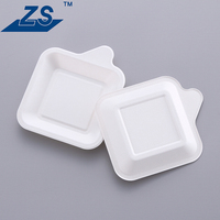 Assiettes à gâteau rondes carrées en bagasse jetables compostables vaisselle à emporter