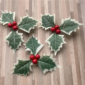 <b>Christmas</b> Tree <b>Gift</b> <b>Box</b> Decoration Small Red Fruit Berry Branch Plug-in DIY Bell Trident <b>Christmas</b> Leaf Accessories - Product Image 2