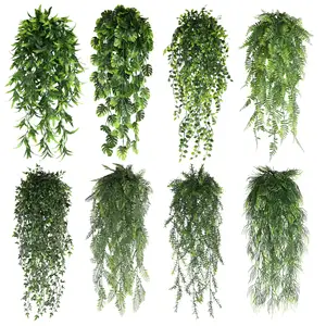 5 çok modelleri Lush doğal gerçekçi asılı yapay bitkiler duvar düğün dekor için kaynaklanıyor