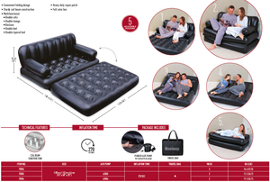 Comfortable 5 in 1 Black <strong>Air</strong> <strong>Sofa</strong> PVC Inflatable Lounger Living Room Furniture Inflatable <strong>Sofa</strong> - Product Image 6