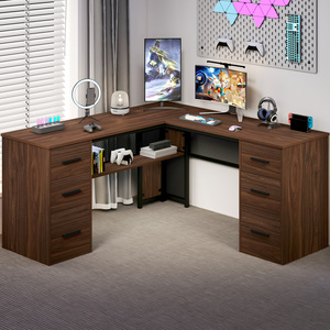 <span class=keywords><strong>Escritorio</strong></span> <span class=keywords><strong>en</strong></span> Forma de L Moderno y de Lujo Personalizado con 6 Cajones, <span class=keywords><strong>Escritorio</strong></span> de Oficina <span class=keywords><strong>en</strong></span> Forma de L de Madera Reversible con Estantes de Almacenamiento, Muebles para Oficina <span class=keywords><strong>en</strong></span> Casa - Product Image 3