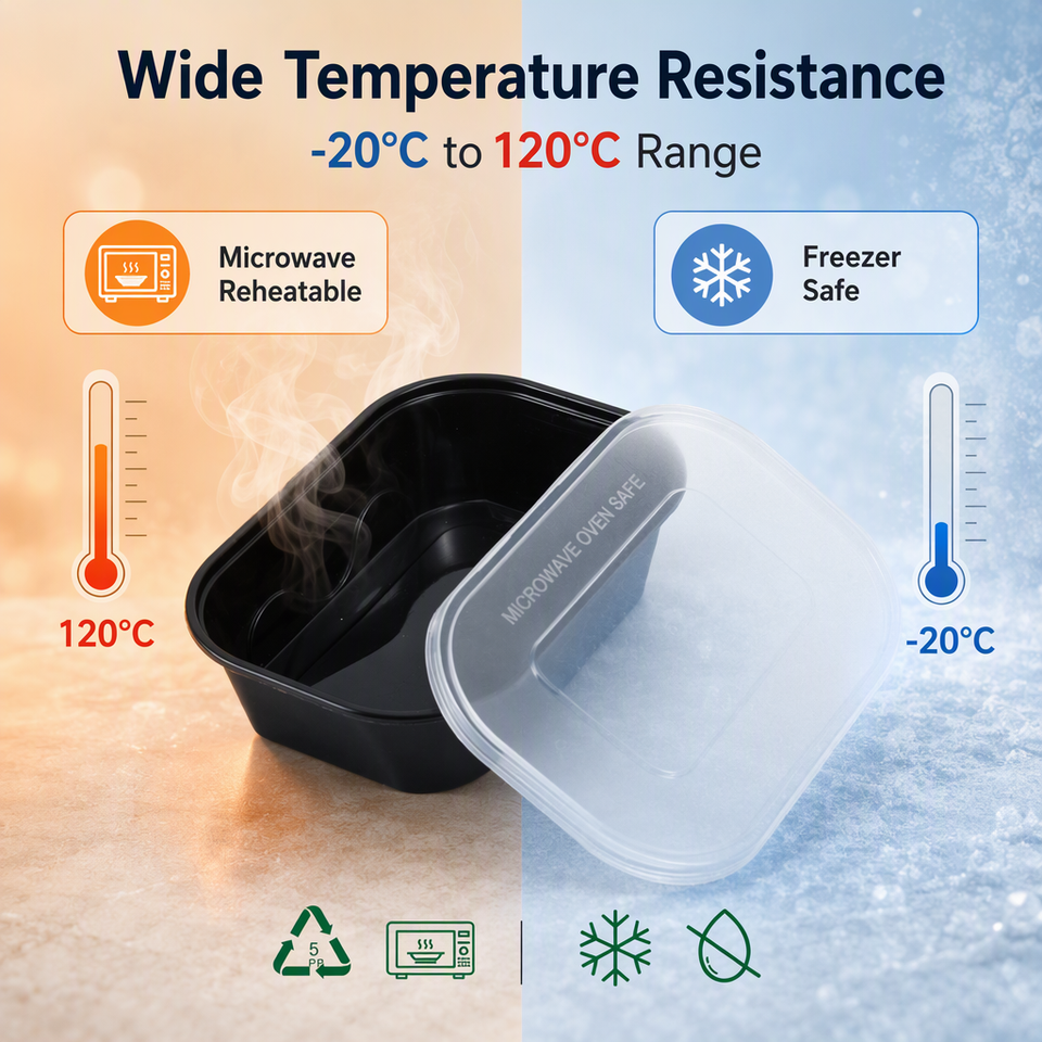 350ml Disposable Microwave Safe Food Grade PP Black Bento Box Plastic ...
