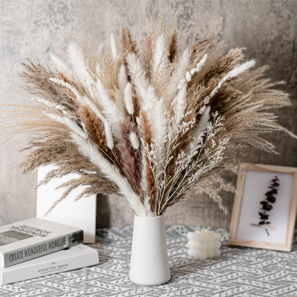 amazon best quality Pampas grass dried flowers preserved natural bouquet valentines day gift mothers day gifts