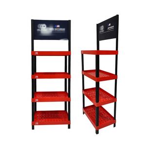 Présentoir de lubrifiant en plastique à 4 niveaux de couleur rouge personnalisé présentoir d'huile <span class=keywords><strong>moteur</strong></span> présentoir d'huile <span class=keywords><strong>moteur</strong></span> - Product Image 1