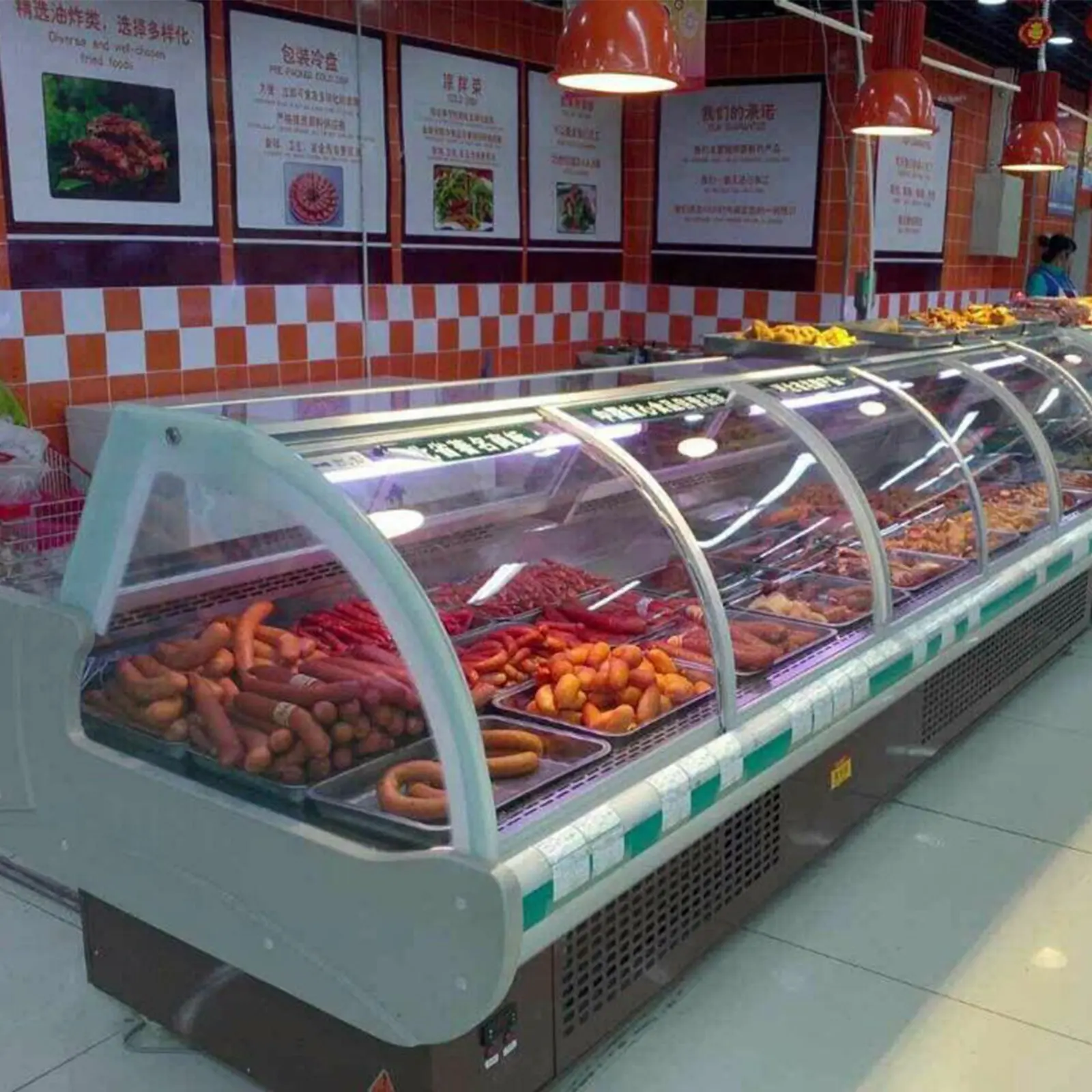 Nevera de exhibición Delicatessen para supermercado, congelador de carne