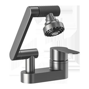 Robinet de salle de bain moderne en laiton chromé gris foncé à trou unique, eau chaude/froide, deux-en-un, pour lavabo, remplace l'<span class=keywords><strong>ancien</strong></span> robinet mélangeur de chambre - Product Image 1