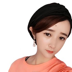 Chapeau foulard incurvé en acrylique uni pour femme, avec deux queues, respirant et écologique, idéal pour les voyages, vente en gros - Product Image 1