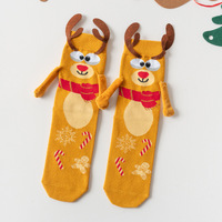 Chaussettes de Noël 3D Red Crew, mignonnes, avec Père Noël, rennes et bonhomme de neige, pour femmes, usage quotidien