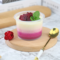 Pot en plastique PP avec couvercle et cuillère pour yaourt, crème glacée, gelée, pudding, gâteau au lait, desserts