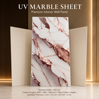 Panneau mural décoratif en PVC brillant MORLENX, feuille de marbre UV Agate Or Rose Blanc, pour la décoration intérieure de villas et d'hôtels de luxe