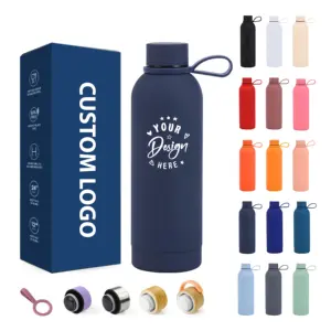 BPA Logo gratuito personalizzato Sport palestra bottiglia da bere 500ml metallo acqua Termos isolate bottiglie d'acqua in acciaio inox