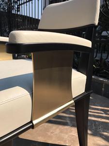 Luxury Eco-Friendly Durable Art Deco Leather <b>Upholstered</b> Dining <b>Chair</b> Brass Metal Accents Modern Design for Home Outdoor Use - Product Image 3