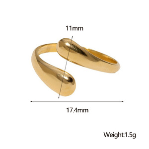 Classic Geometric Simple Design <b>Open</b> <b>Ring</b> Stainless Steel Gold Plated for Women Jewelry Wholesale - Product Image 6