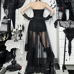 Falda Gótica Oscura Acubi Fashion Negra de Vuelo Línea A Estilo Punk Grunge con Hebilla de Metal Streetwear con Vendas Ropa Alternativa Gótica de Centro Comercial - Product Image 4