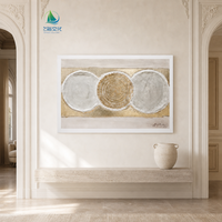Peinture murale acrylique originale moderne abstraite texturée avec cercle doré, peintures faites à la main, impression sur toile avec embellissement