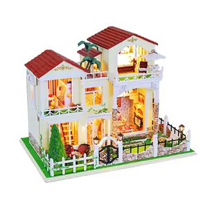 Factory Price 1:24 Scale Miniature Dollhouse Wooden Furniture Miniature Dolls House My Happy Family Dream Toy House