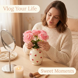 <span class=keywords><strong>Vaso</strong></span> in Ceramica a Forma di <span class=keywords><strong>Cuore</strong></span> Dipinto a Mano, Stile Romantico Francese Dolce e Trendy Regalo per San Valentino e Feste di Matrimonio. - Product Image 4