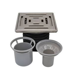 Drain de sol carré pour salle de bain et balcon en PVC anti-insectes, anti-odeurs, désodorisant, 150*150 mm, avec couvercle en acier inoxydable SS304 - Product Image 1