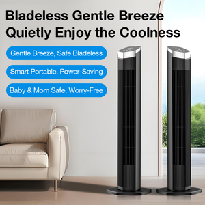<span class=keywords><strong>Ventilateur</strong></span> tour <span class=keywords><strong>silencieux</strong></span> intelligent <span class=keywords><strong>sans</strong></span> <span class=keywords><strong>pales</strong></span> avec LED, télécommande, pour l'été, à poser au sol - Product Image 1