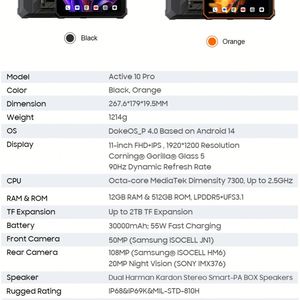 Blackview Active 10 Pro Rugged Tablet <b>PC</b> 5G Pad Main 100MP <b>Camera</b> Night Vision 30000mAh 12+512GB Android 14 Blackview Tablet <b>PC</b> - Product Image 6
