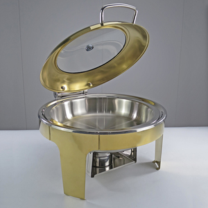 Thủy lực tự chọn bếp sang trọng vàng chafing món ăn tự chọn thiết lập với hình ảnh bìa thép không gỉ thực phẩm ấm hơn Điều kiện Mới - Product Image 3