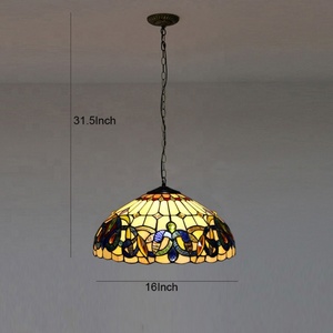 Lámpara Colgante Tiffany LongHuiJing de 2 Luces y 16 Pulgadas de Ancho con Vidrio de Colores - Product Image 6