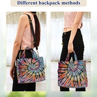 Sac fourre-tout personnalisé tie-dye grande capacité à double poignée pour femme, en velours côtelé avec fermeture éclair, idéal pour l'été, l'automne et le printemps
