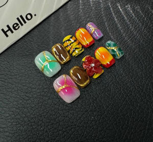 Faux ongles en acrylique ABS faits à la main avec un design scintillant, à presser, strass artificiels pour les doigts - Product Image 2