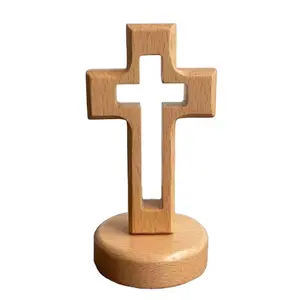 Custom Christian Pendant Wooden Cross Jewelry Carved Craft Gift Home Furnishing Articles