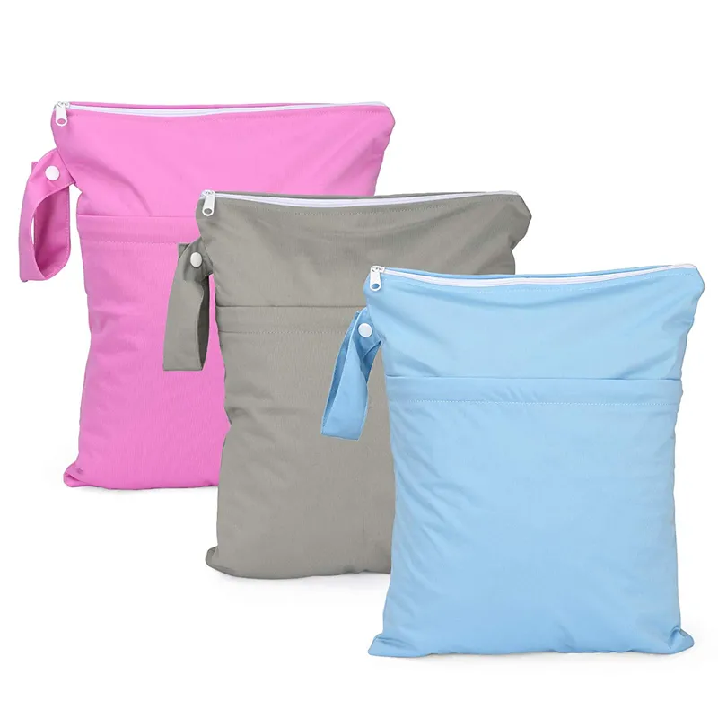 Bolsa de piscina de viaje reutilizable impermeable, pañales de tela de verano con cremallera, bolsa húmeda para bebé