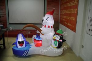 Ours et pingouin gonflables de <span class=keywords><strong>Noël</strong></span> avec lumières LED Décor de cour extérieur pour jardin de pelouse de vacances - Product Image 2