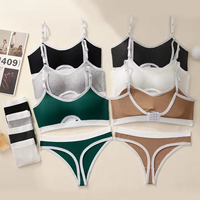 Ensemble de soutien-gorge de sport anti-séismique à dos en U, sans couture, en coton, avec armatures, bonnet complet, bretelles réglables à boucle dorsale, vente en gros d'usine