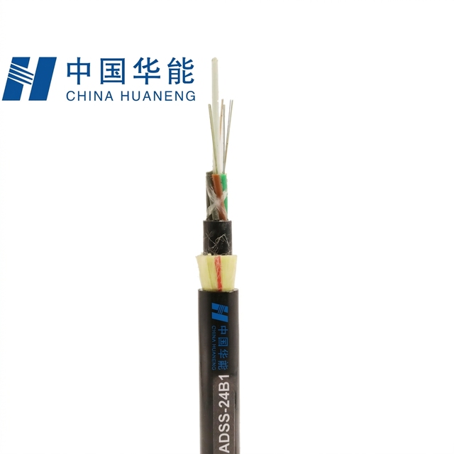 Huaneng Outdoor ADSS All-Dielectric Self-Supporting Single-Mode G.652.D Optical Cable with 10 Conductors Black High Speed