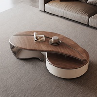 Nouvelle Table Basse Nordique en Noyer, Forme Feuille, Design Créatif et Personnalisé