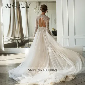 Ashley Carol sirena Vestido De novia 2022 tren desmontable 2 en 1 nupcial manga larga cuello en V espalda descubierta <span class=keywords><strong>vestidos</strong></span> De novia Vestido De novia - Product Image 4