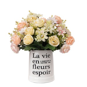 ช่อดอกกุหลาบประดิษฐ์ CallaFloral สีขาวน้ำเงิน โพลีเอสเตอร์ สำหรับตกแต่งภายในงานแต่งงาน - Product Image 5