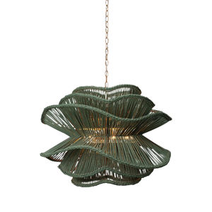 Décoration de haute qualité chasseur vert tissé à la main rotin vague lumières pour Villa jardin maison pendentifs décoratifs éclairage - Product Image 5