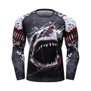 Groothandel Gesublimeerd Superhero Rash Guard Mens 3D Lange Mouwen Compressie Shirt